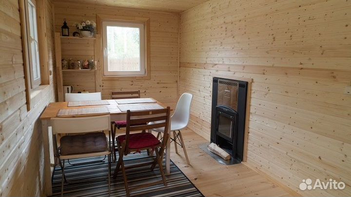 Каркасная готовая баня с верандой