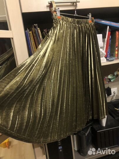 Юбка плиссе золотая