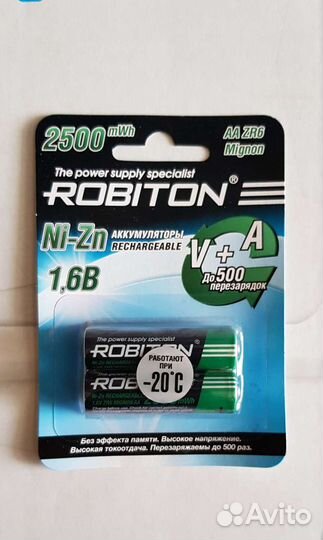 Аккумуляторы Ni-Zn AA/AAA 1,6В Robiton
