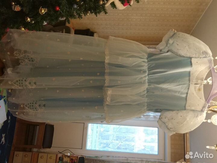 Платье Феи Снежинки Эльзы 120 см голубое накидка