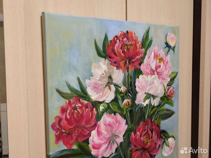 Картина маслом на холсте Пионы