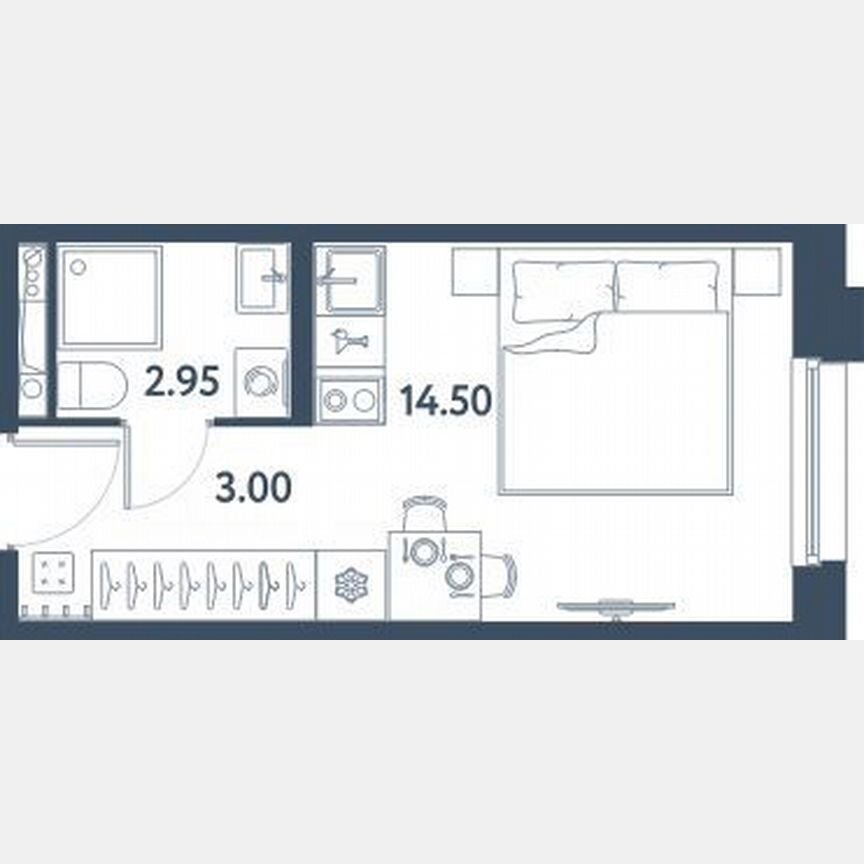 Апартаменты-студия, 20,5 м², 3/16 эт.