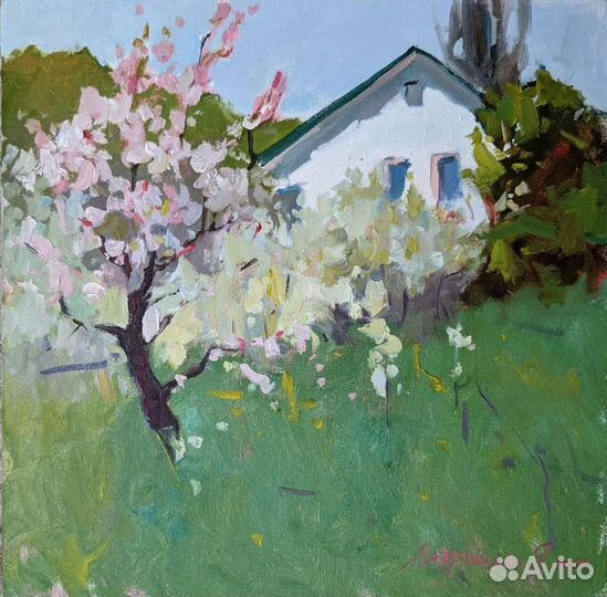 Картина маслом на холсте пейзаж 40*40см