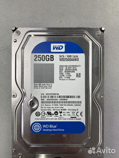 WD Caviar Blue, 250Gb, HDD, SATA III, 3.5