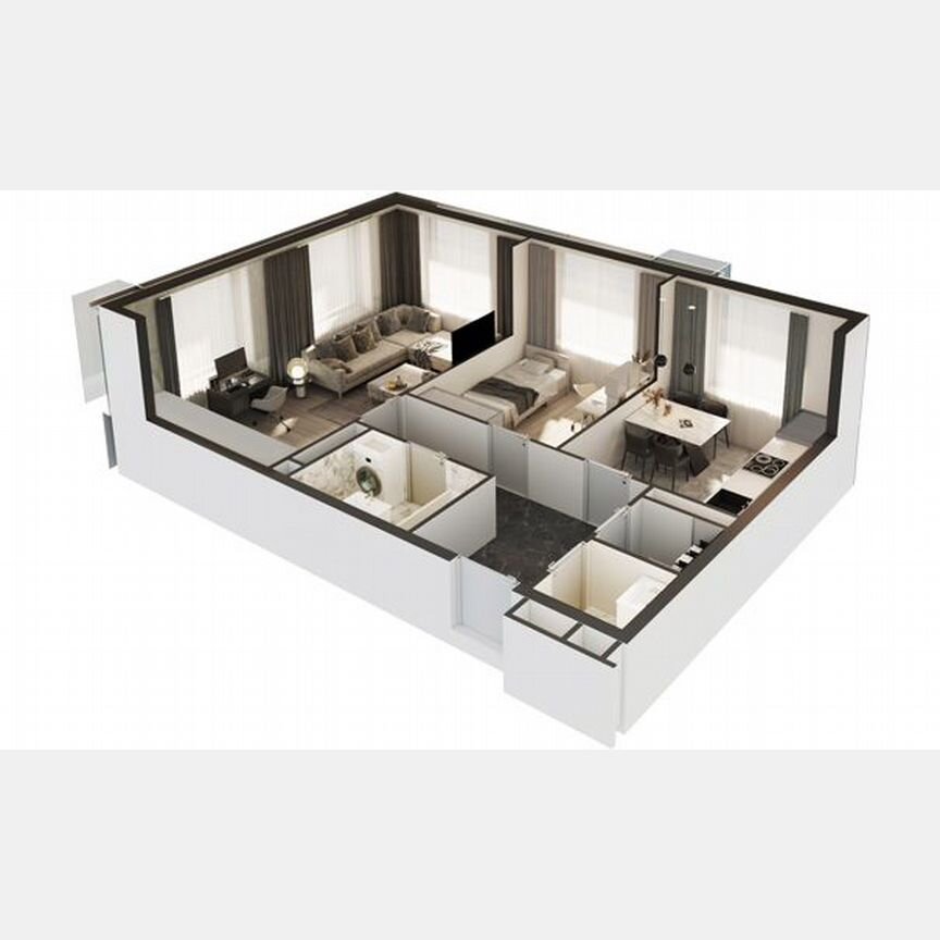 2-к. апартаменты, 56,2 м², 2/30 эт.