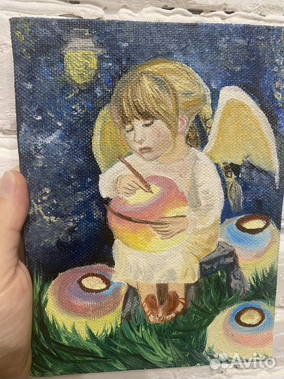 Картина маслом маленький ангелочек