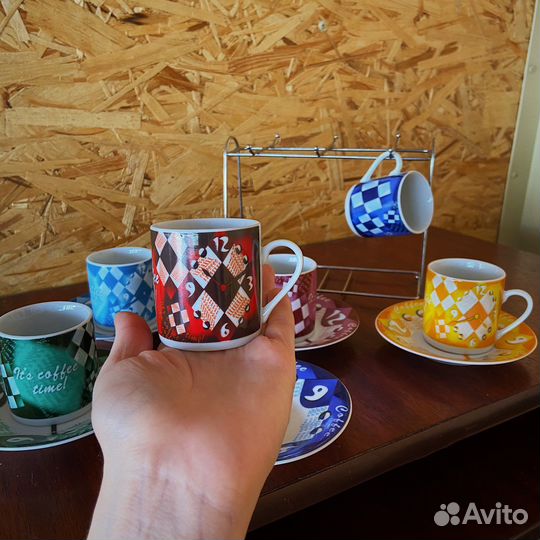 Сервиз кофейный клетка на 5 персон