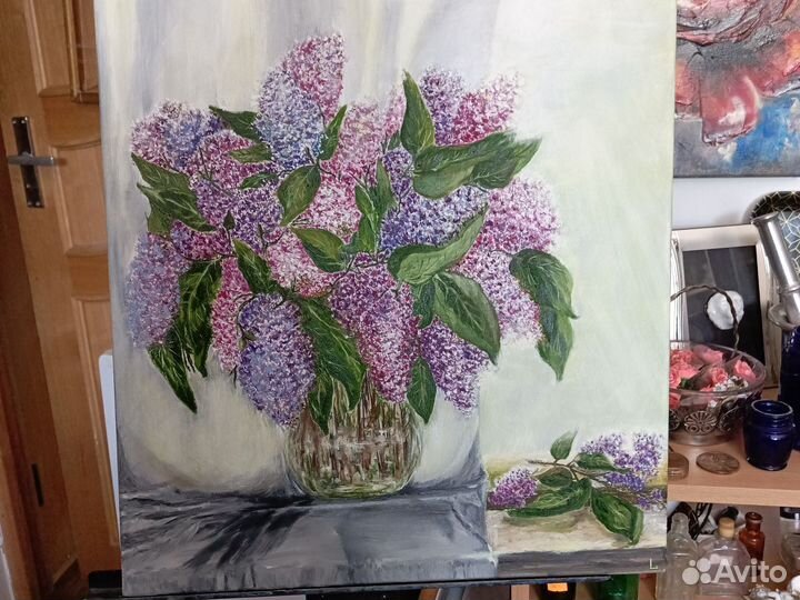 Картина маслом на холсте Сирень