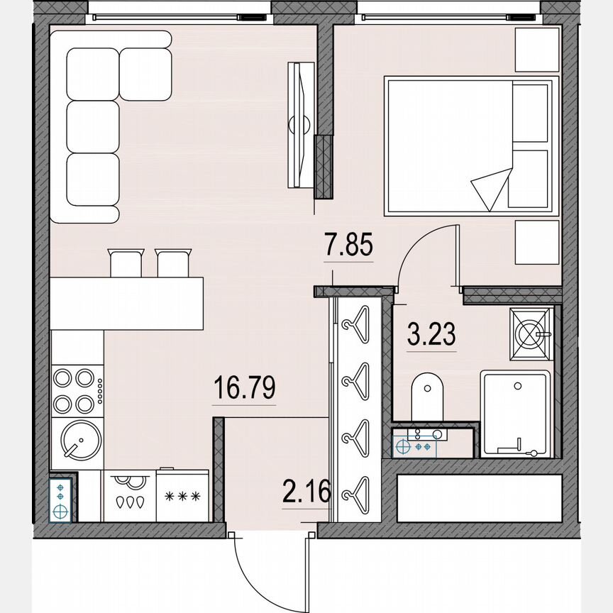 1-к. квартира, 30,2 м², 13/17 эт.