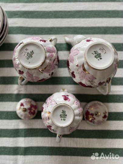 Сервиз чайный Дулёво Малиновые астры, 1958-59 гг