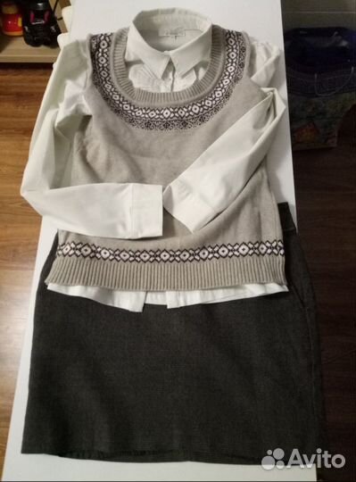 Школьная одежда, юбка, блузка, жилетка