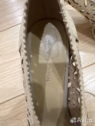 Туфли женские кожаные, бежевые, 41 размер