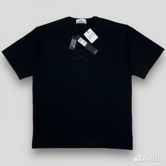 Футболка оверсайз Stone island черная (M-XXL)
