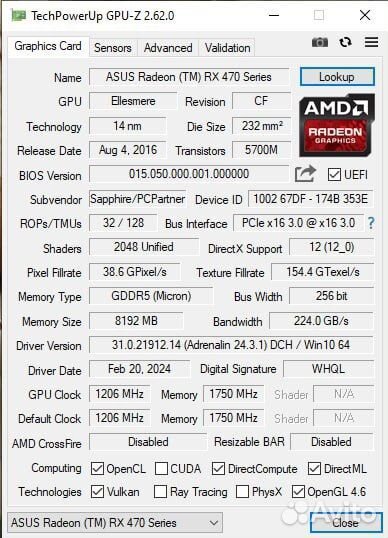 Sappphire RX 470 8 GB