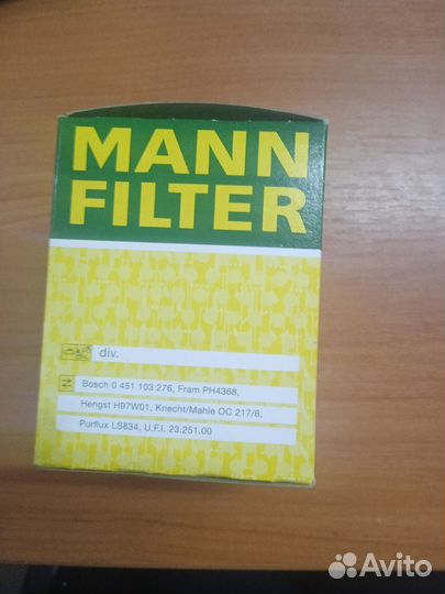 Фильтр масленый mann filter w610\1