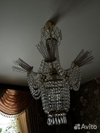 Хрустальная люстра СССР винтажная