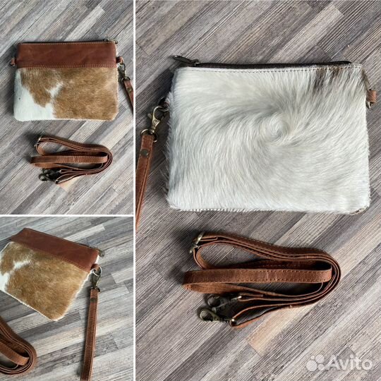 Кожаный клач, сумка, кошелек анималистичный дизайн