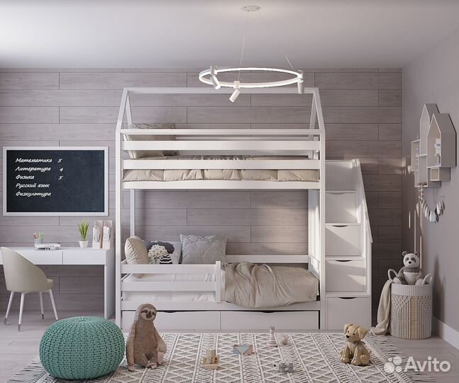 Детская двухъярусная кровать с бортиком цена от
