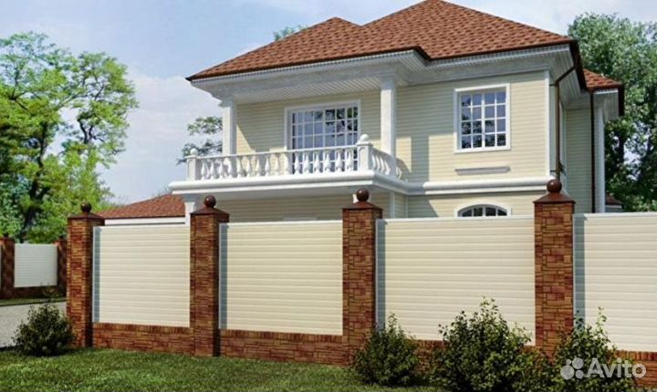 Забор из профнастила с металлическими столбами кач