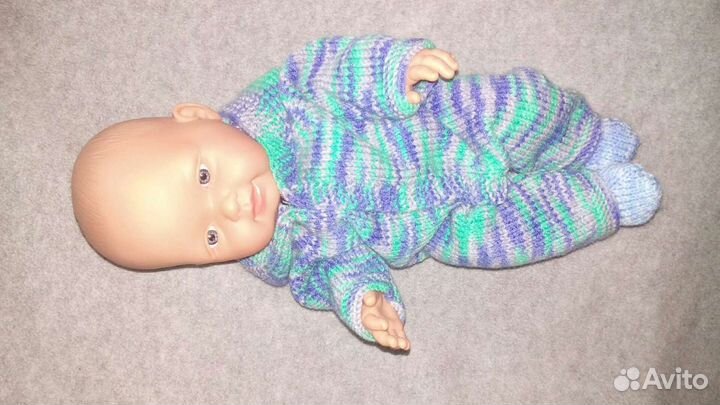 Комбинезон вязаный для куклы ростом 28 -29 см