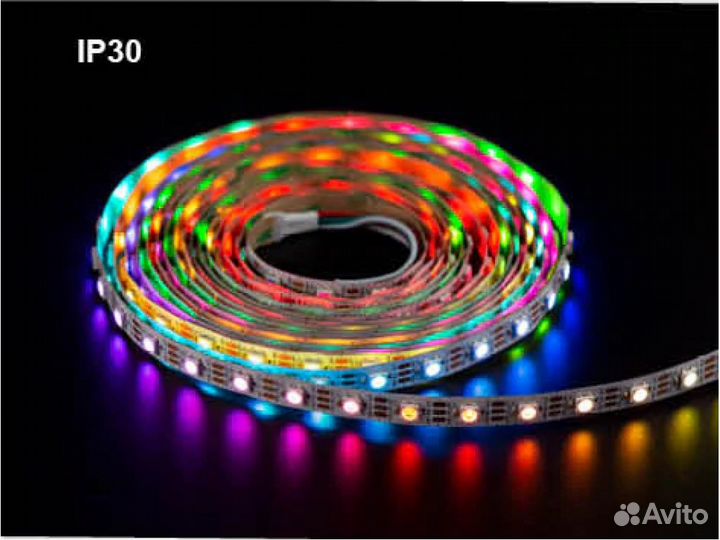 Адресная лента RGB на WS2812B, 30 шт/метр