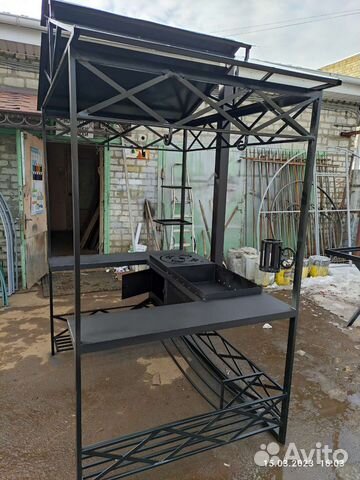 Мангал с печью под казан и крышей