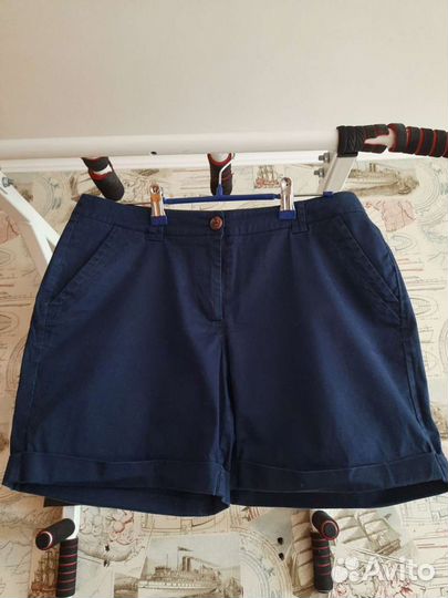 Шорты женские хлопок размер 44-46 синие и бежевые