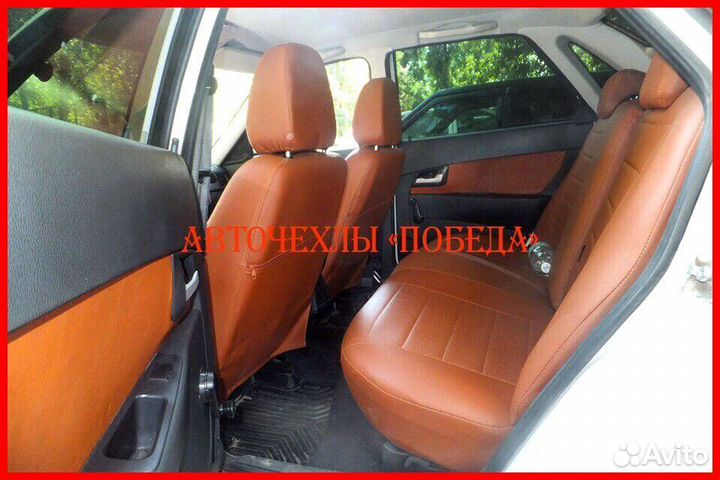 Чехлы LADA Priora из экокожи коричневые Классика