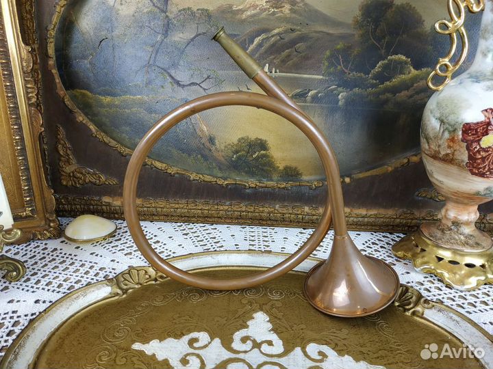 Винтажный охотничий закрученный рожок