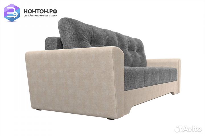 Диван еврокнижка Амстердам рогожка серая / бежевая