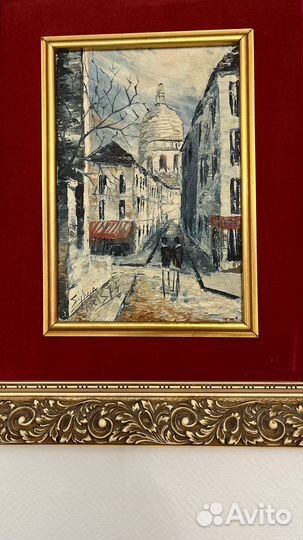 Картина винтажная в бархатном паспорту, Европа