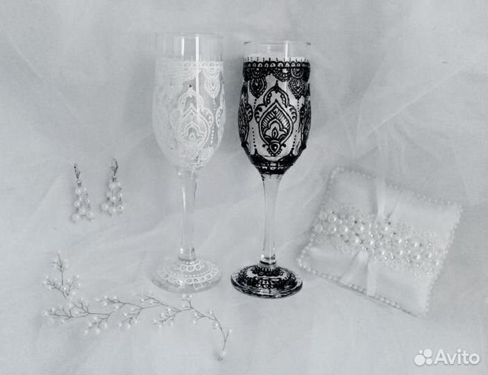 Свадебные бокалы (Ручная работа)