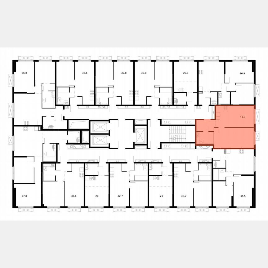 1-к. квартира, 41,8 м², 2/19 эт.