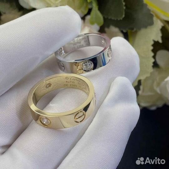 Кольцо Cartier Love, белое золото 585 пробы 0,22ct