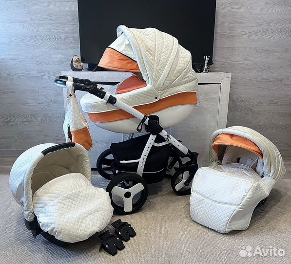 Коляска Farfello Care-Line 3 в 1 (кожаная)