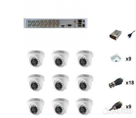 Комплект видеонаблюдения HiWatch 9 камер 1080N