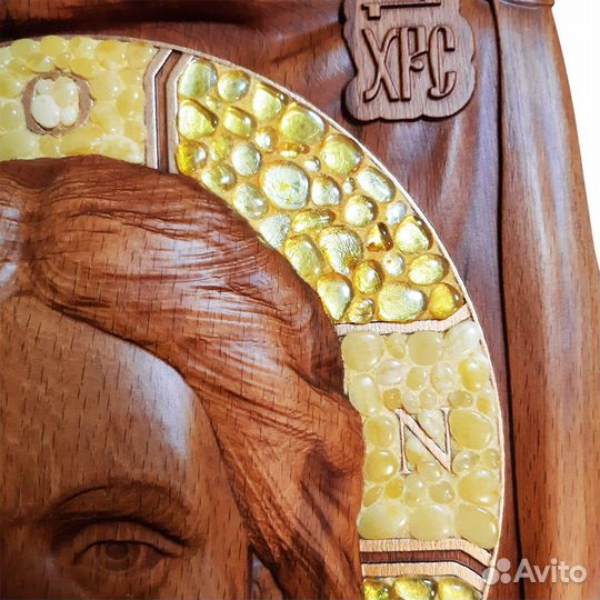 Икона резная с янтарем Спаситель Array