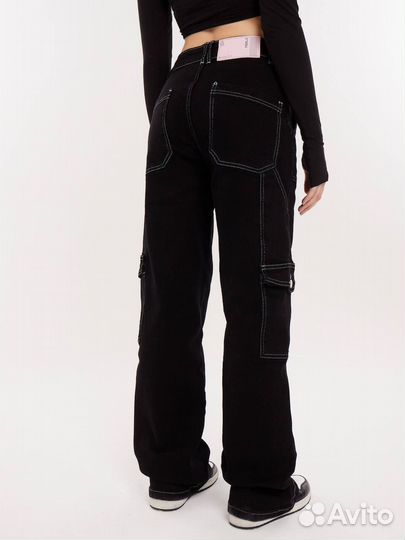 Черные женские джинсы карго feelz