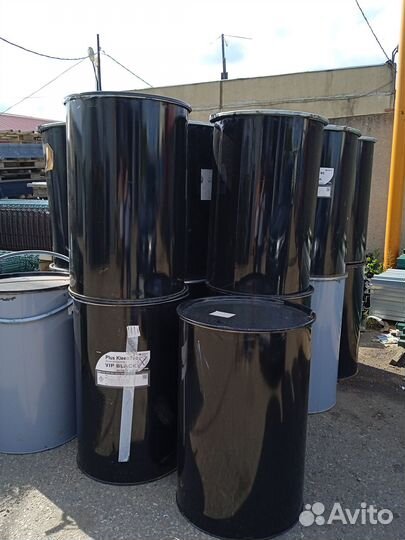 Бочка металлическая 200л с крышкой и хомутом