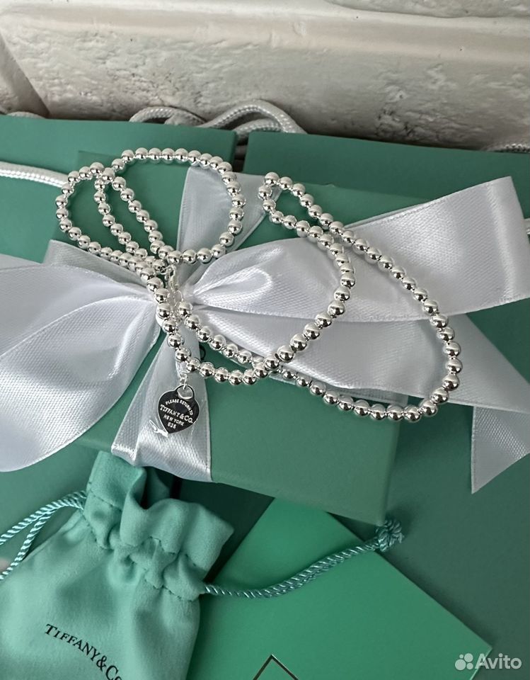 Колье Tiffany Тиффани серебро бирюзовая эмаль