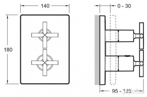 Смеситель для душа термостатический Jacob Delafon Modulo E75388-CP