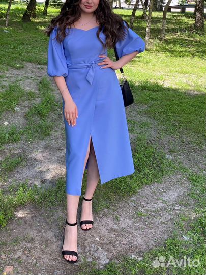 Вечернее платье 48 размер женское голубое