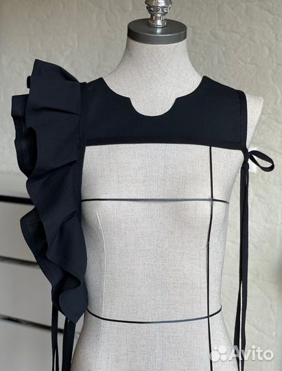 Манишка с воланами / Съемный воротник (чёрный лён)