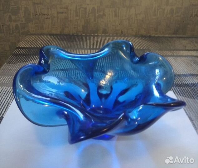 Модная кобальтовая стеклянная посуда, винтаж