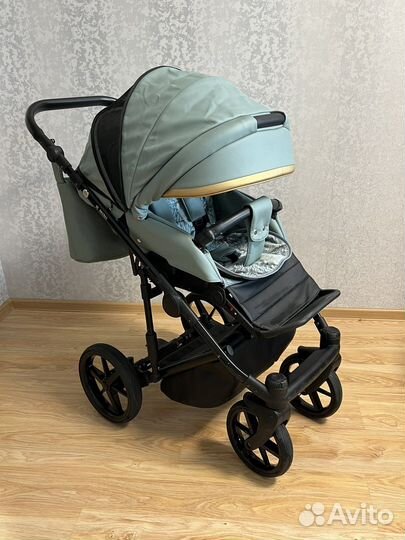 Коляска Adamex 2в1, cepo-зеленая эко-кожа