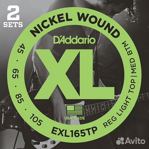 EXL165TP, 45-105, D'Addario 2 комплекта для баса