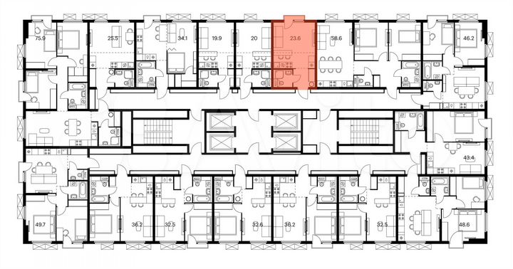 Квартира-студия, 23,6 м², 7/25 эт.