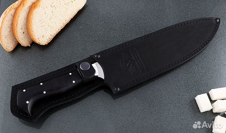 Нож Шеф №1 сталь 95Х18, рукоять черный граб с дюра