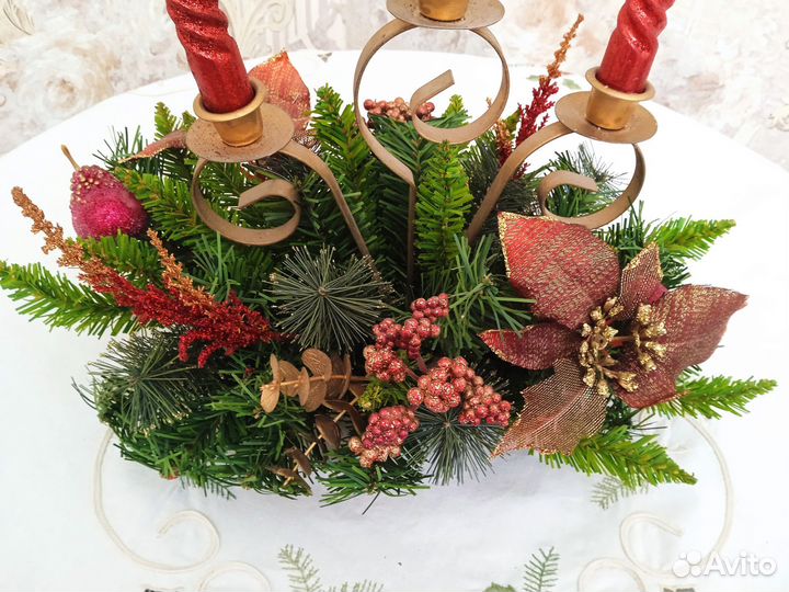 Новогодняя композиция, подсвечник. Богемия