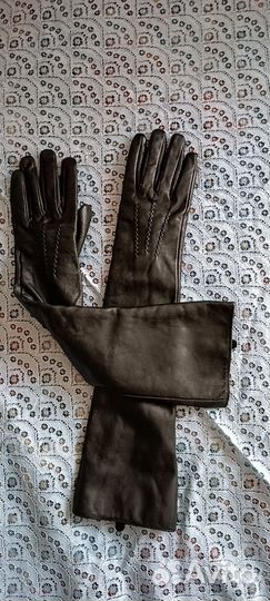 Перчатки кожаные женские длинные